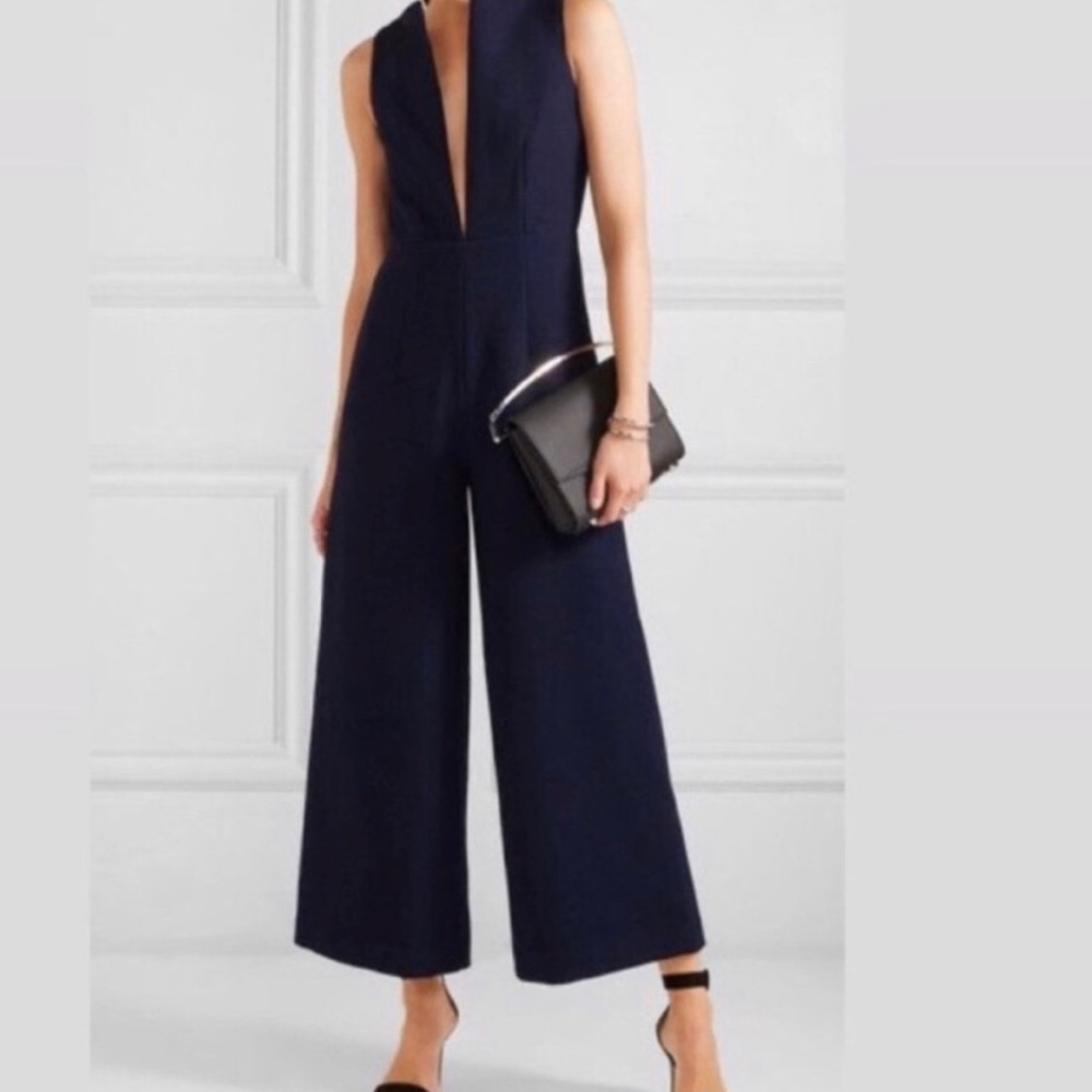 Solace London Kote Crepe Navy Jumpsuit